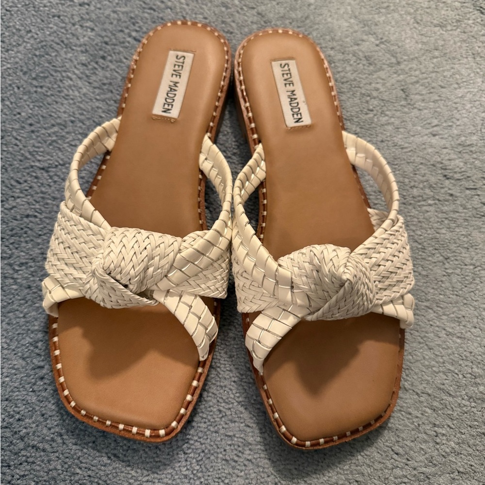 Steve Madden White Woven Sandals